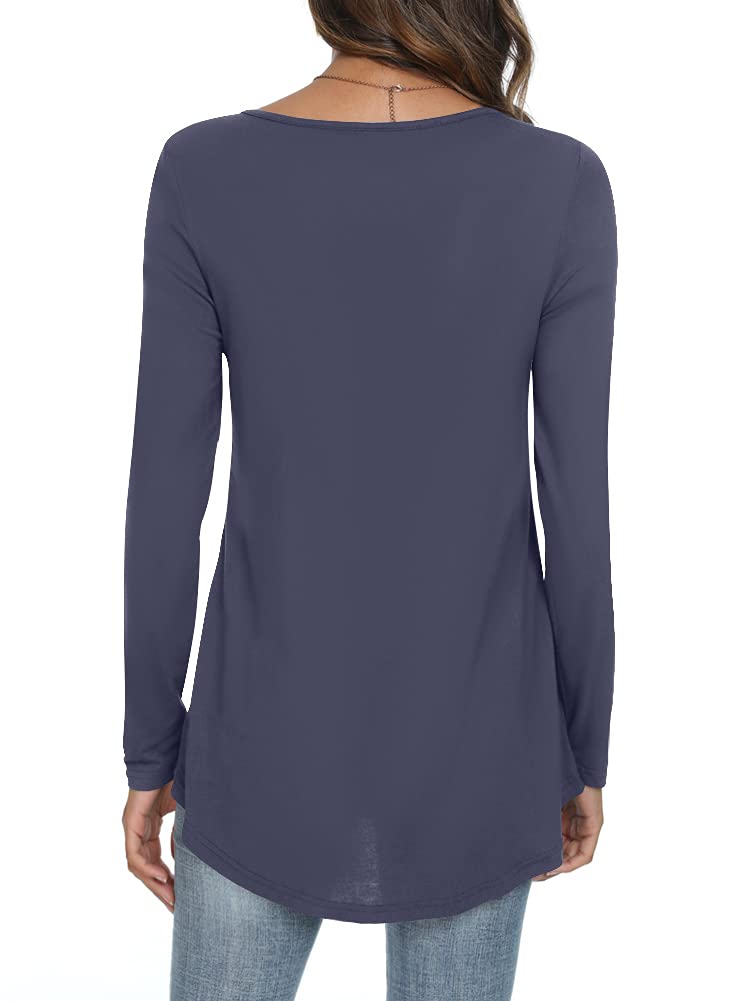 Womens Long Sleeve Loose Fit Tunic Tops Casual Ruffle T Shirt Blouses for Leggings