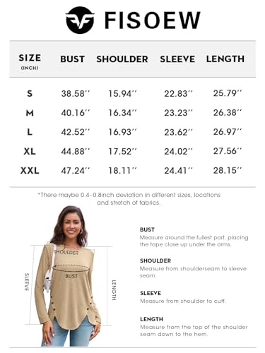 Womens Casual Long Sleeve Tunic Shirts Round Neck Button Side Blouses Tops