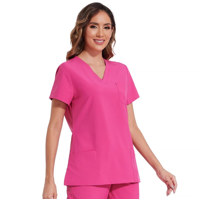 COZYFIT Scrub Tops for Woman - Soft Stretch, V-Neck Top Scrubs with 3 Pockets, Easy Care for Women