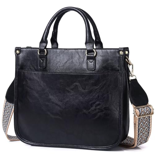 Vegan Leather Crossbody Bags for Women, Crossbody Purse with Guitar Strap Zipped Pockets Handbag
