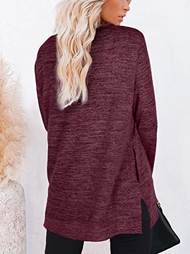 Womens Casual Sweatshirts Long Sleeve Shirts Oversized With Pocket Tunic Tops