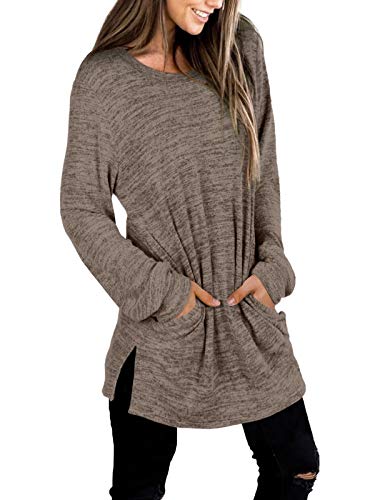 Womens Casual Sweatshirts Long Sleeve Shirts Oversized With Pocket Tunic Tops