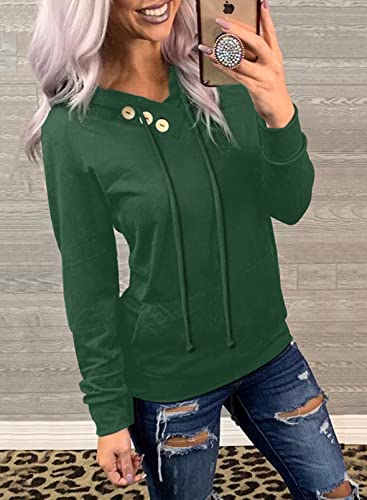 Women's Casual Long Sleeve Hoodies Sweatshirts Drawstring Pullover Tunic Tops With Pockets