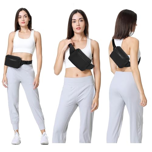 VOROLO Fanny Pack Christmas Gift For Women And Men Crossbody Bag Belt Bag Bum Bag with Adjustable Strap for Sports Black