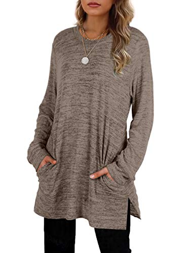 Womens Casual Sweatshirts Long Sleeve Shirts Oversized With Pocket Tunic Tops