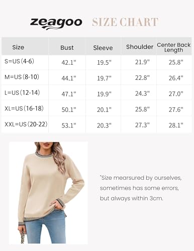 Womens Crewneck Pullover Sweater Long Sleeve Knit Side Slit