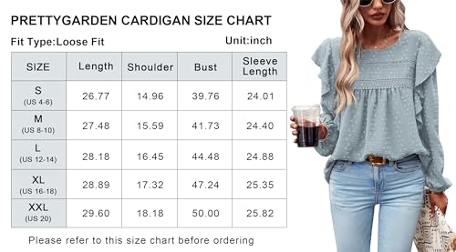 Women's Long Sleeve Blouses Ruffle Swiss Dot Crochet Loose Fit