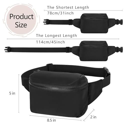 VOROLO Fanny Pack Christmas Gift For Women And Men Crossbody Bag Belt Bag Bum Bag with Adjustable Strap for Sports Black