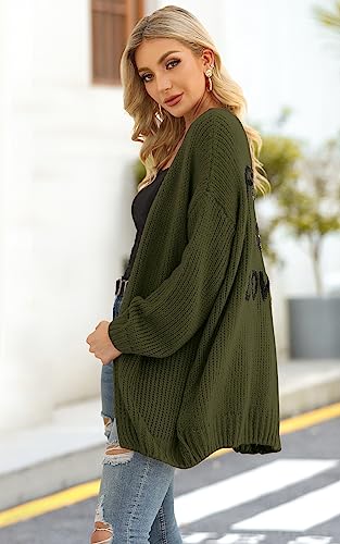 PRETTYGARDEN Women's Long Sleeve Open Front Knit Cardigans Sweaters Soft Loose Draped Coat Outerwear