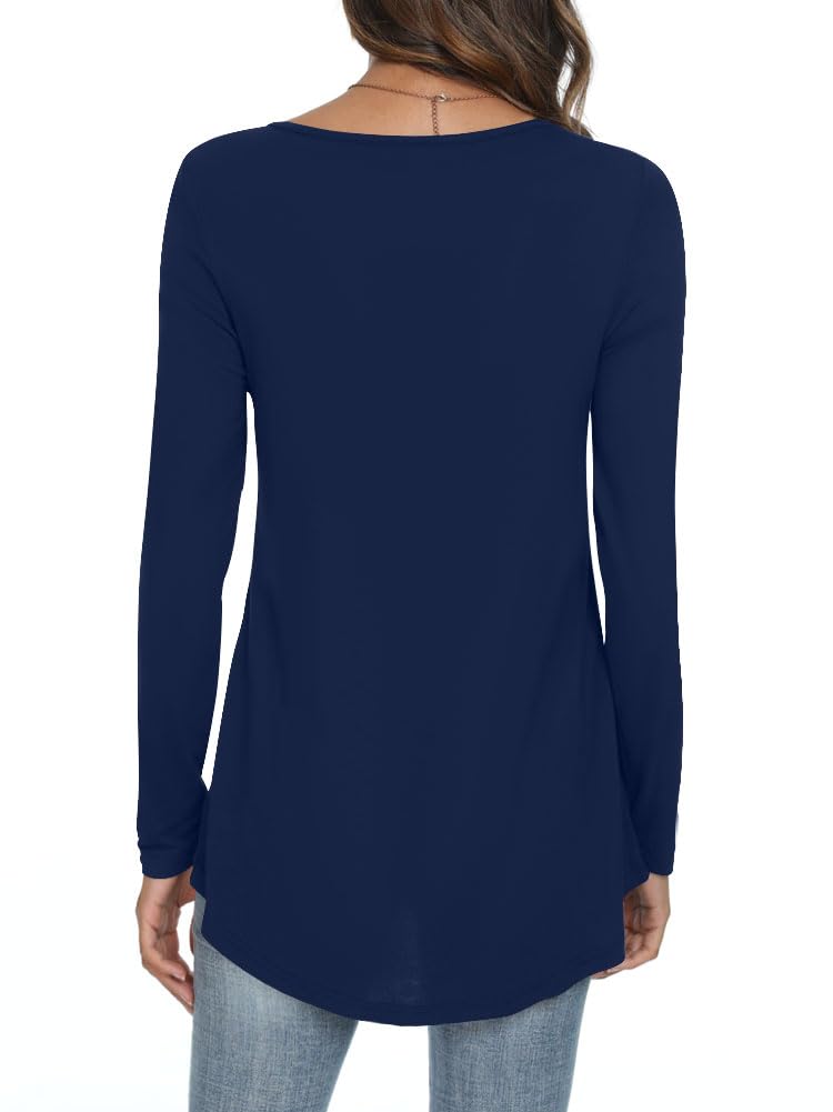Womens Long Sleeve Loose Fit Tunic Tops Casual Ruffle T Shirt Blouses for Leggings