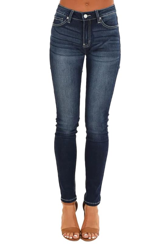 Women's High Rise Skinny Stretch Ripped Jeans High Waisted Destroyed Denim Pants