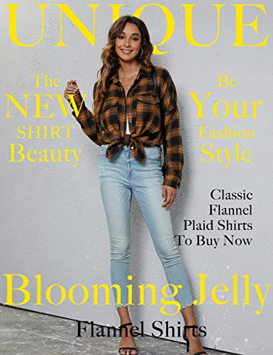 Women's Button Down Flannel Shirts Plaid Shacket Long Sleeve Collared Business Casual Tops Work Blouses