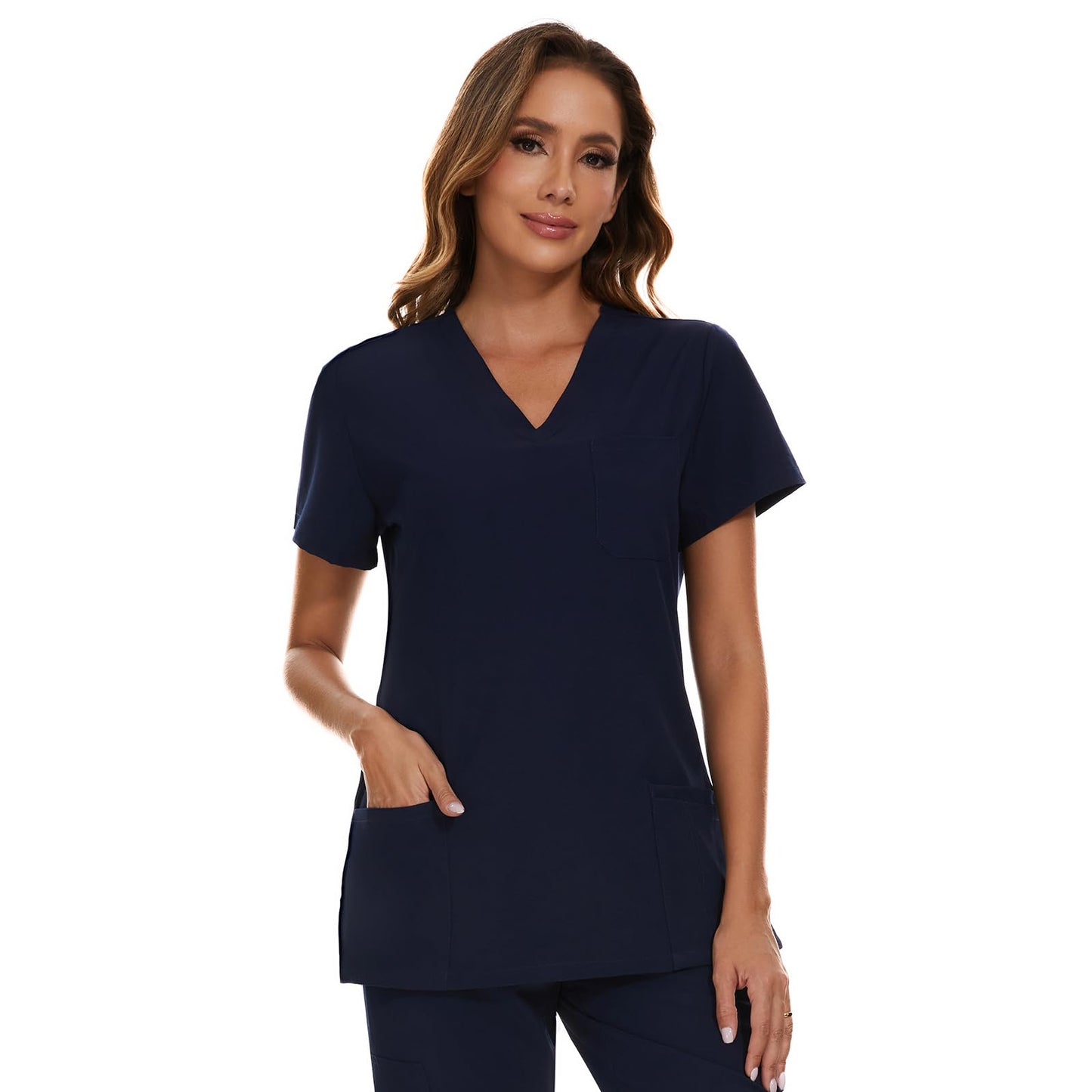 COZYFIT Scrub Tops for Woman - Soft Stretch, V-Neck Top Scrubs with 3 Pockets, Easy Care for Women