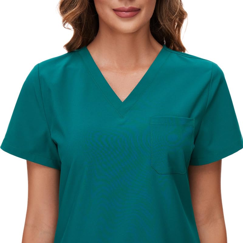 COZYFIT Scrub Tops for Woman - Soft Stretch, V-Neck Top Scrubs with 3 Pockets, Easy Care for Women