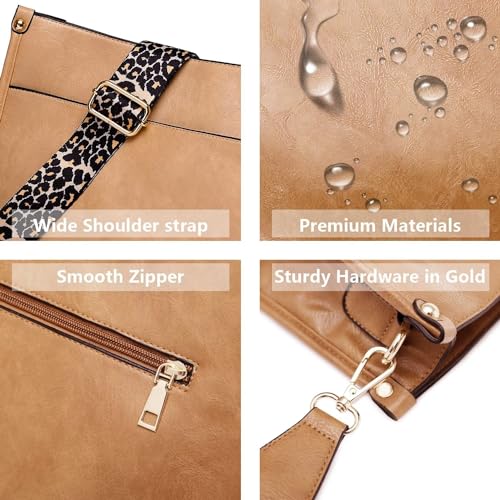 Vegan Leather Crossbody Bags for Women, Crossbody Purse with Guitar Strap Zipped Pockets Handbag