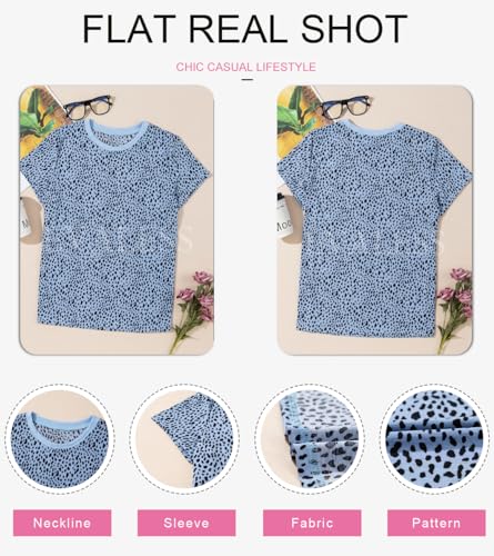 Womens Casual Polka Dot Tops Crewneck Short Sleeve T Shirts Fashion 2024 Spring Summer Loose Fit Shirts