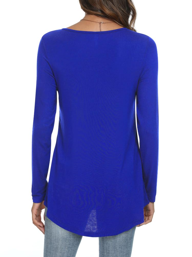 Womens Long Sleeve Loose Fit Tunic Tops Casual Ruffle T Shirt Blouses for Leggings