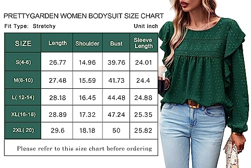 Women's Long Sleeve Blouses Ruffle Swiss Dot Crochet Loose Fit