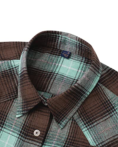 Womens Plaid Flannel Shirts Long Sleeve Roll Up Casual Button Down Shirt