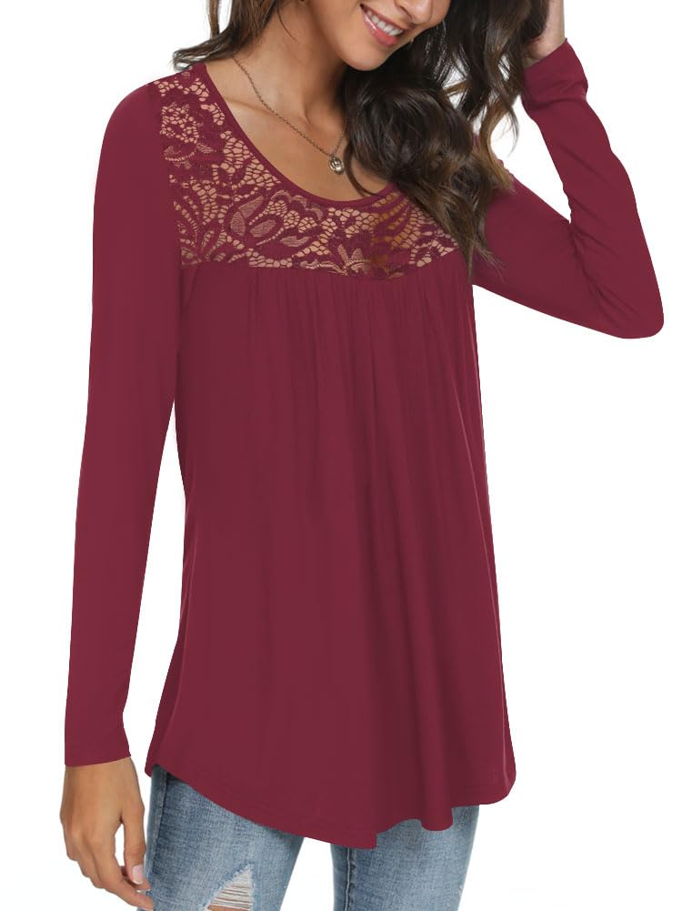 Womens Long Sleeve Loose Fit Tunic Tops Casual Ruffle T Shirt Blouses for Leggings