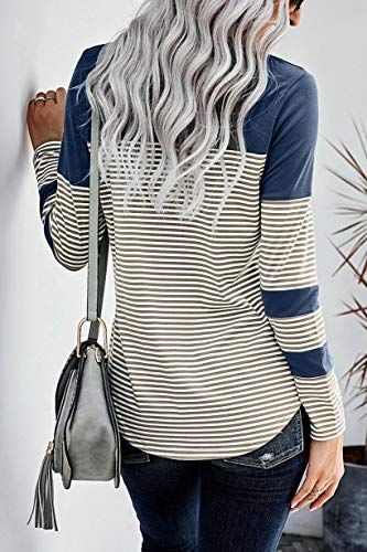 Womens Color Block Loose Long/Short Sleeve T Shirts Casual Comfy Tops
