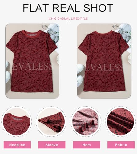 Womens Casual Polka Dot Tops Crewneck Short Sleeve T Shirts Fashion 2024 Spring Summer Loose Fit Shirts