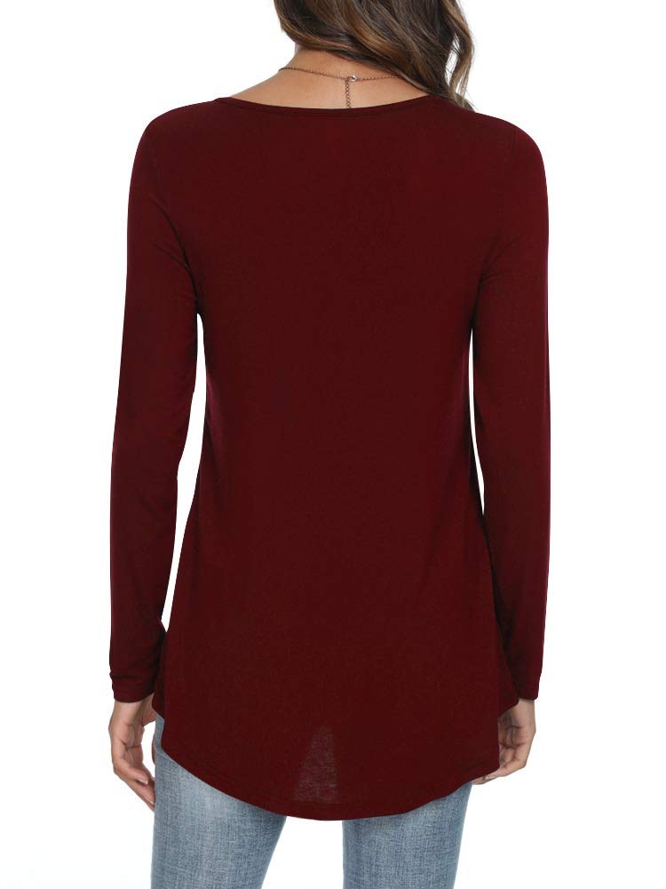 Womens Long Sleeve Loose Fit Tunic Tops Casual Ruffle T Shirt Blouses for Leggings