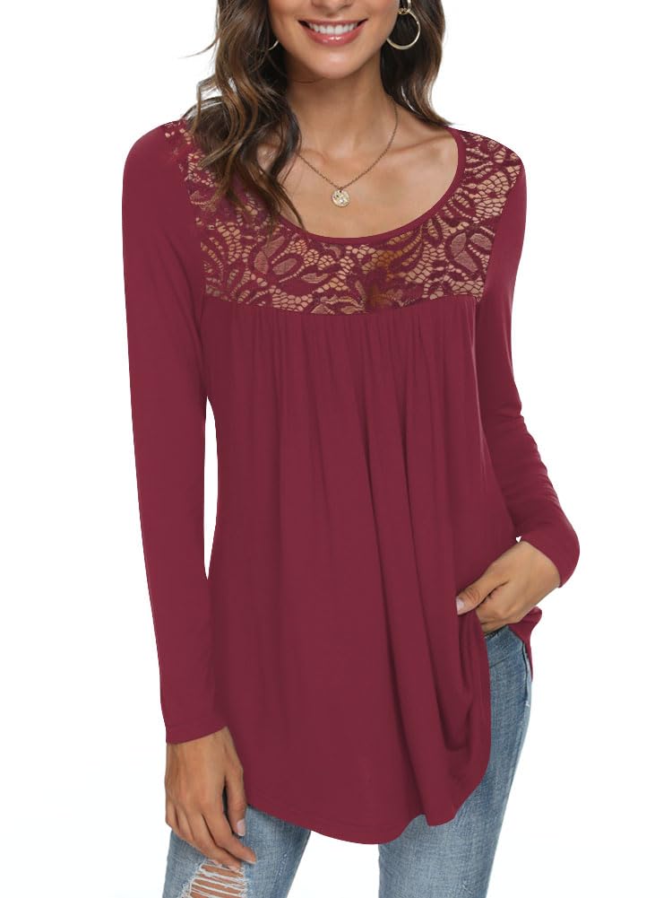 Womens Long Sleeve Loose Fit Tunic Tops Casual Ruffle T Shirt Blouses for Leggings