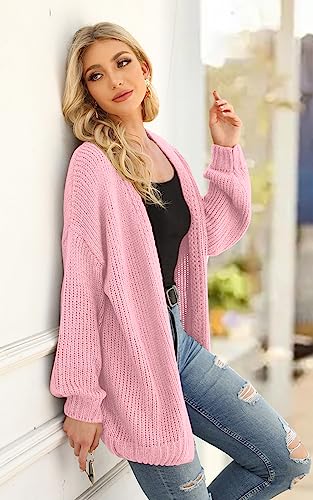 PRETTYGARDEN Women's Long Sleeve Open Front Knit Cardigans Sweaters Soft Loose Draped Coat Outerwear