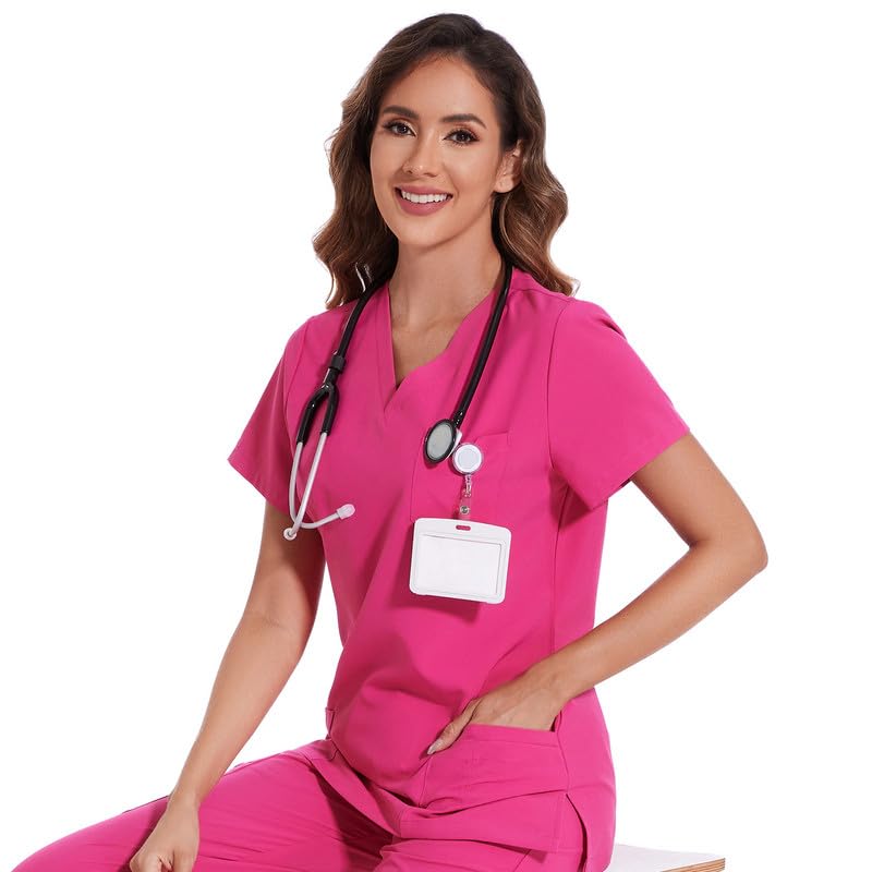 COZYFIT Scrub Tops for Woman - Soft Stretch, V-Neck Top Scrubs with 3 Pockets, Easy Care for Women
