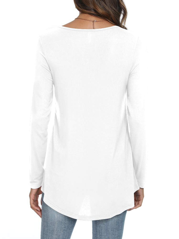 Womens Long Sleeve Loose Fit Tunic Tops Casual Ruffle T Shirt Blouses for Leggings