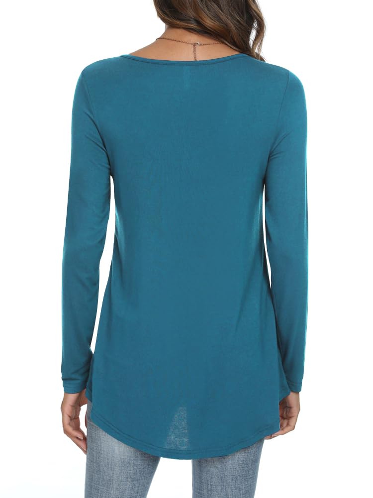 Womens Long Sleeve Loose Fit Tunic Tops Casual Ruffle T Shirt Blouses for Leggings
