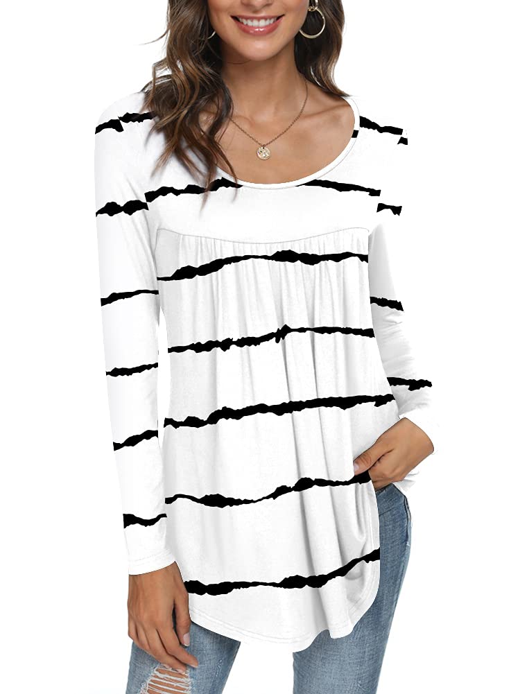 Womens Long Sleeve Loose Fit Tunic Tops Casual Ruffle T Shirt Blouses for Leggings