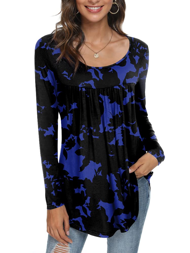 Womens Long Sleeve Loose Fit Tunic Tops Casual Ruffle T Shirt Blouses for Leggings