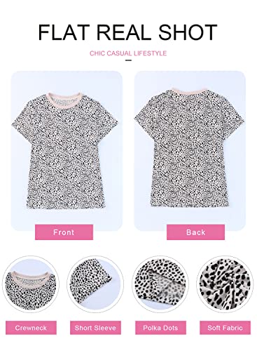 Womens Casual Polka Dot Tops Crewneck Short Sleeve T Shirts Fashion 2024 Spring Summer Loose Fit Shirts