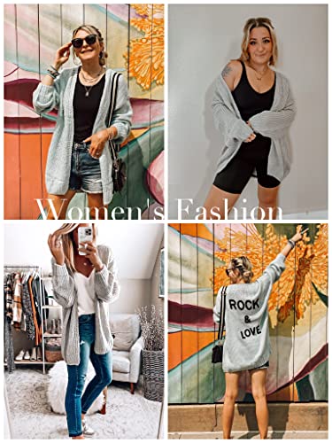 PRETTYGARDEN Women's Long Sleeve Open Front Knit Cardigans Sweaters Soft Loose Draped Coat Outerwear