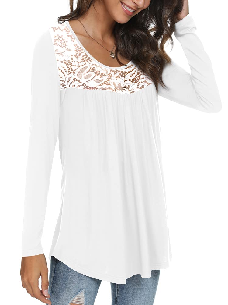 Womens Long Sleeve Loose Fit Tunic Tops Casual Ruffle T Shirt Blouses for Leggings