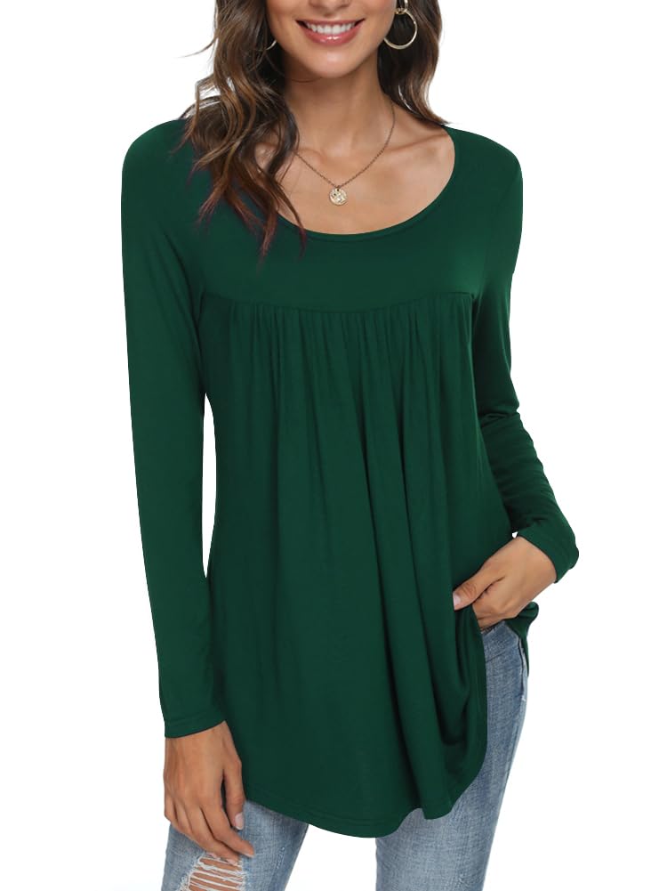 Womens Long Sleeve Loose Fit Tunic Tops Casual Ruffle T Shirt Blouses for Leggings