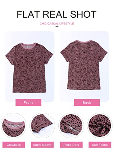 Womens Casual Polka Dot Tops Crewneck Short Sleeve T Shirts Fashion 2024 Spring Summer Loose Fit Shirts