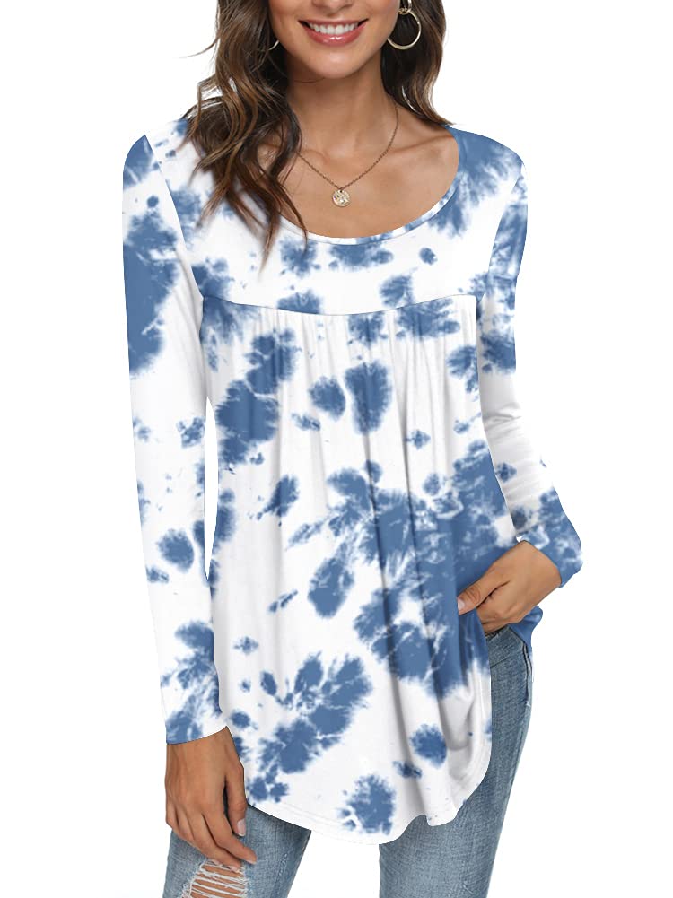 Womens Long Sleeve Loose Fit Tunic Tops Casual Ruffle T Shirt Blouses for Leggings