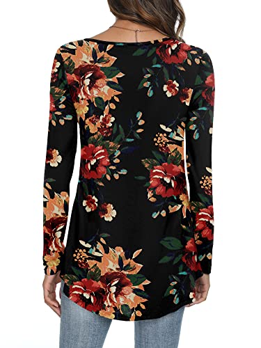 Womens Long Sleeve Loose Fit Tunic Tops Casual Ruffle T Shirt Blouses for Leggings