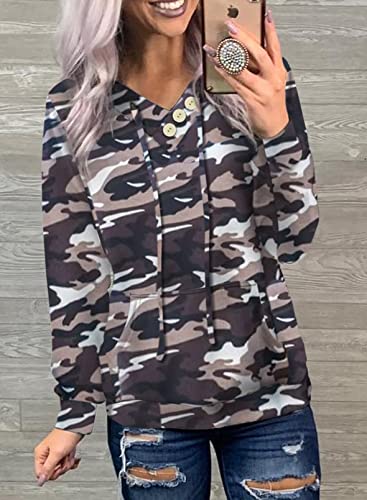 Women's Casual Long Sleeve Hoodies Sweatshirts Drawstring Pullover Tunic Tops With Pockets