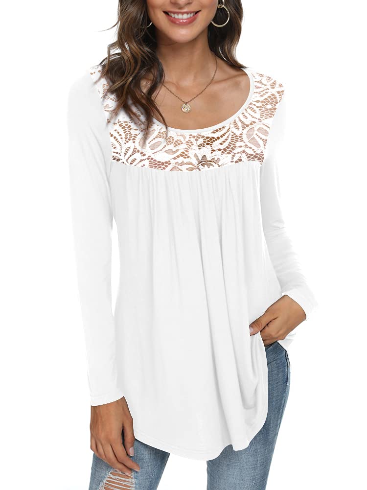 Womens Long Sleeve Loose Fit Tunic Tops Casual Ruffle T Shirt Blouses for Leggings
