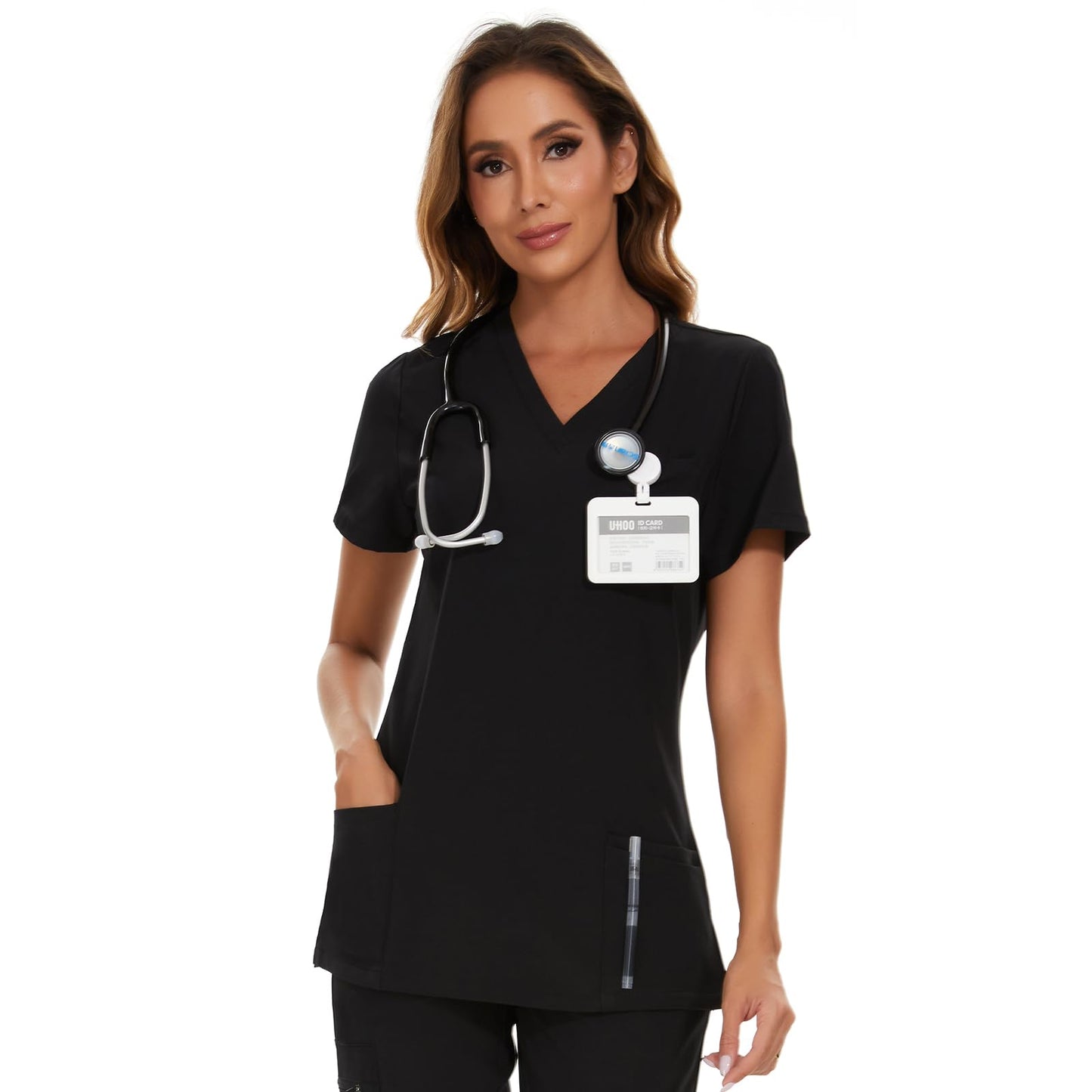 COZYFIT Scrub Tops for Woman - Soft Stretch, V-Neck Top Scrubs with 3 Pockets, Easy Care for Women