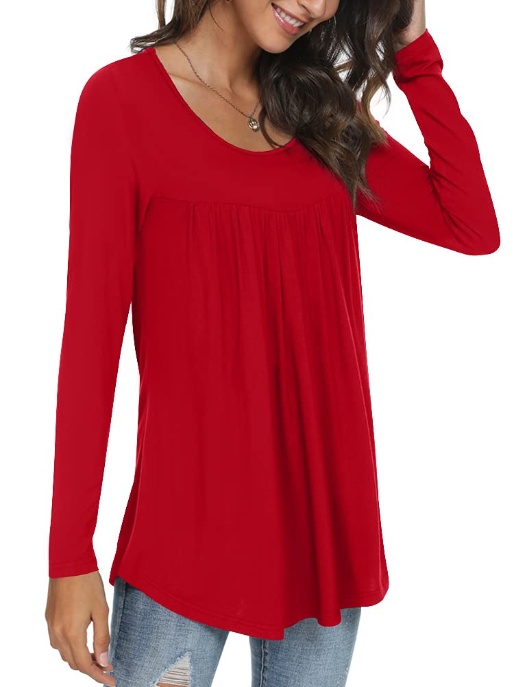 Womens Long Sleeve Loose Fit Tunic Tops Casual Ruffle T Shirt Blouses for Leggings