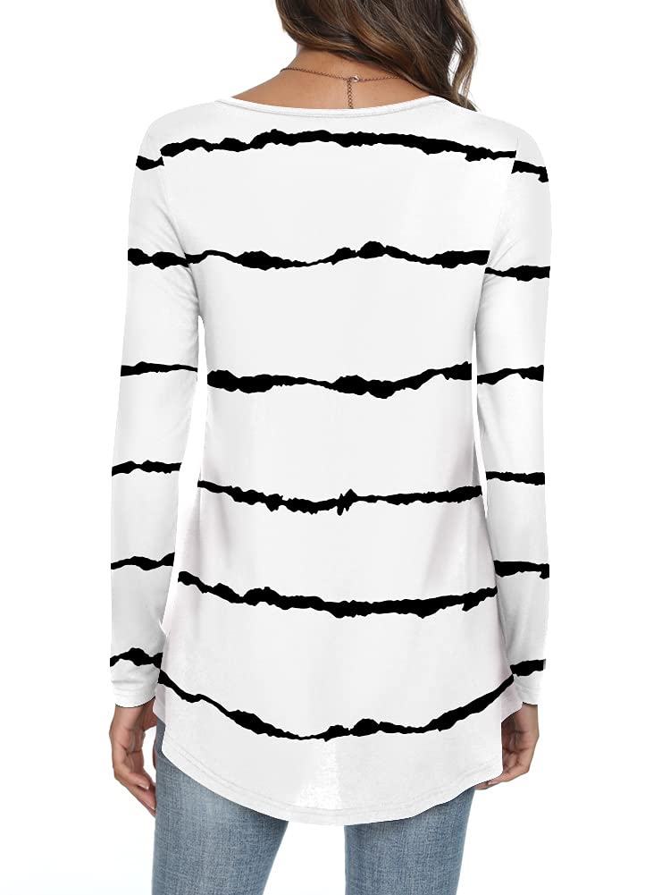 Womens Long Sleeve Loose Fit Tunic Tops Casual Ruffle T Shirt Blouses for Leggings