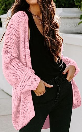 PRETTYGARDEN Women's Long Sleeve Open Front Knit Cardigans Sweaters Soft Loose Draped Coat Outerwear