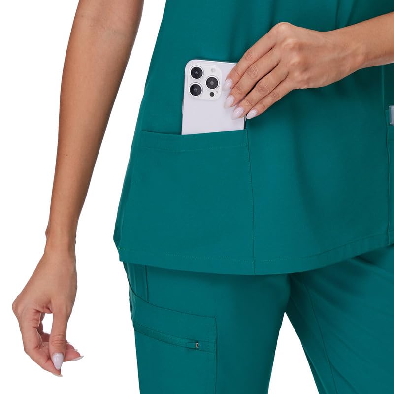 COZYFIT Scrub Tops for Woman - Soft Stretch, V-Neck Top Scrubs with 3 Pockets, Easy Care for Women