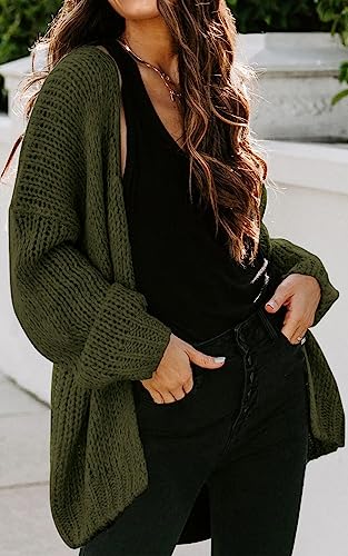 PRETTYGARDEN Women's Long Sleeve Open Front Knit Cardigans Sweaters Soft Loose Draped Coat Outerwear