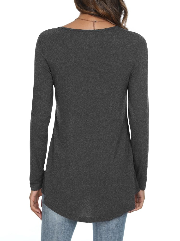 Womens Long Sleeve Loose Fit Tunic Tops Casual Ruffle T Shirt Blouses for Leggings